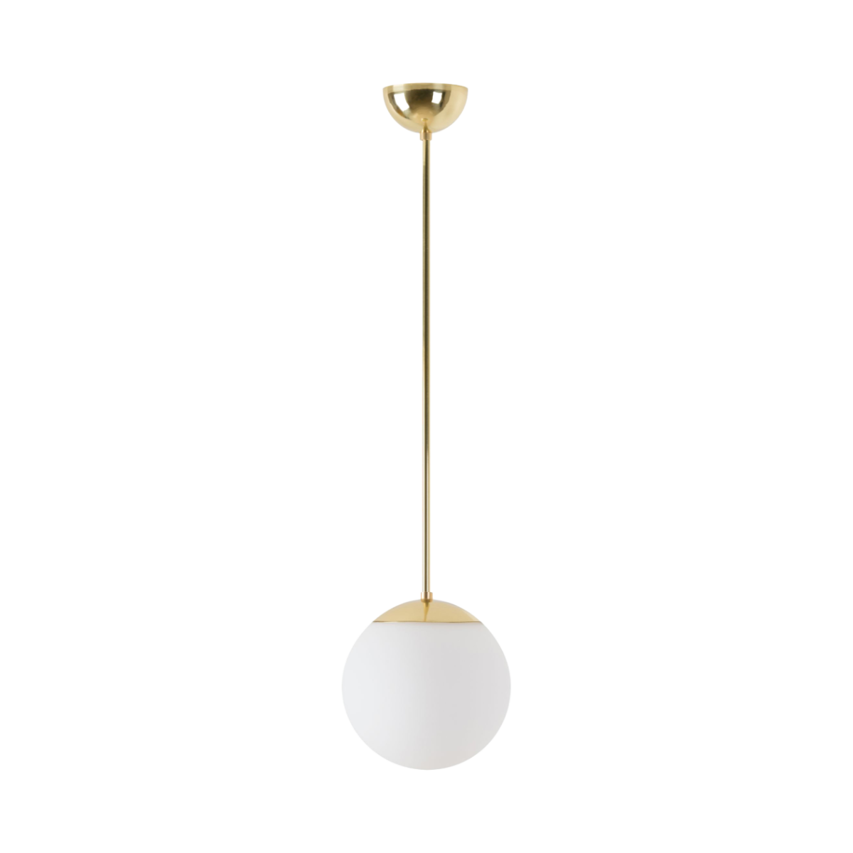 Messing poliert | Pendelleuchte LED Ein/Aus | TRIPLEX OPAL handgeblasener Glasschirm | Pen