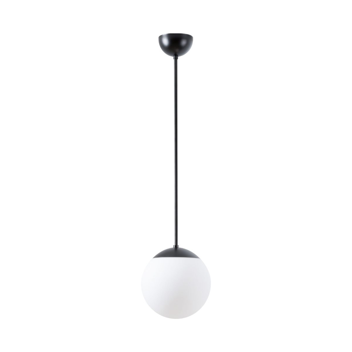 Schwarze Farbe | Pendelleuchte LED EIN/AUS | TRIPLEX OPAL mundgeblasener Glasschirm | Stab